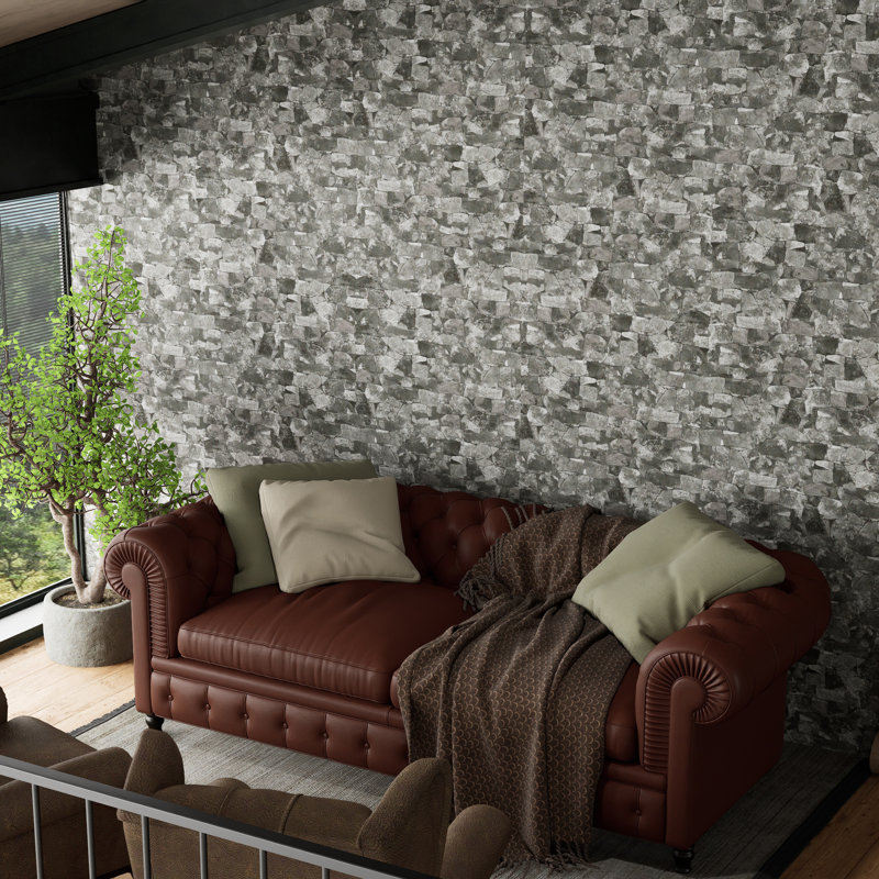Caldera Vulcano 13" x 25" Porcelain Stone Look Wall & Floor Tile, Black