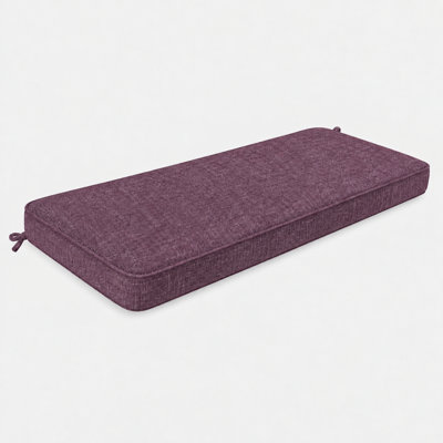 Coussin de banc d'extérieur personnalisé de 3 pouces d'épaisseur avec housse en lin synthétique, mousse haute résilience 75D, dessous antidérapant et passepoil simple