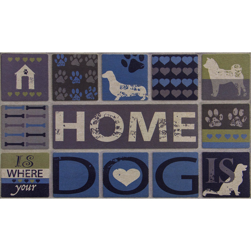 Sculptures home is where your dog de 30 po x 18 po tapis de porte extérieur antidérapant Sumas