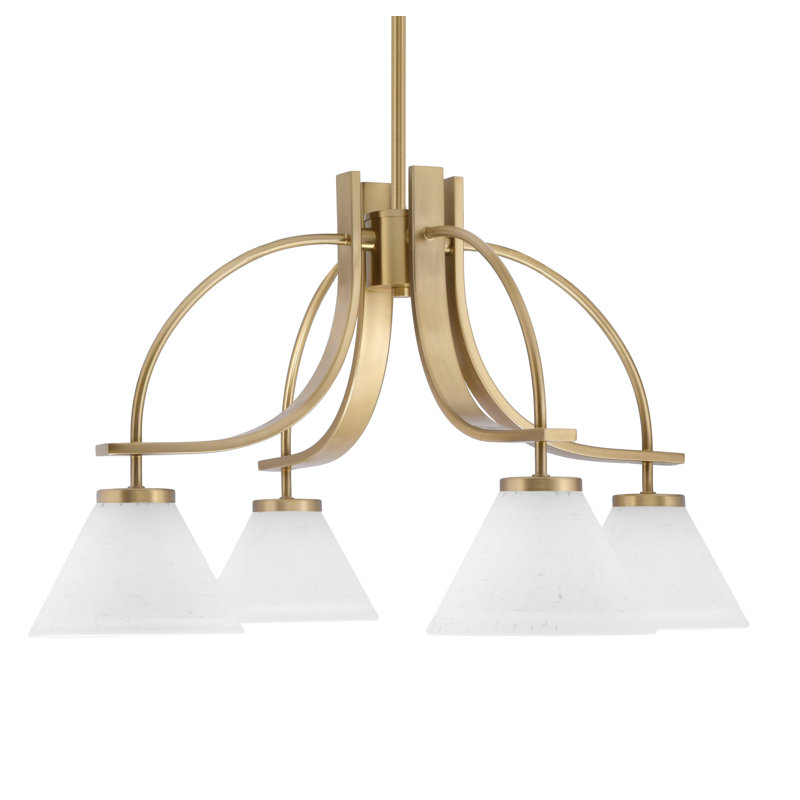 Lustre avec lumière Cavella, H 14,25 po x l 26,25 po x P 26,25 po, Laiton New Age, 4