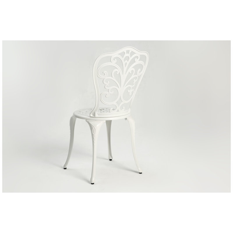 Ensemble de meubles de patio 3 pièces en fonte d'aluminium avec motif floral blanc