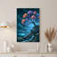 Arbre lumineux aux feuilles roses et violettes sur une falaise rocheuse - Tableau sur toile-655508142
