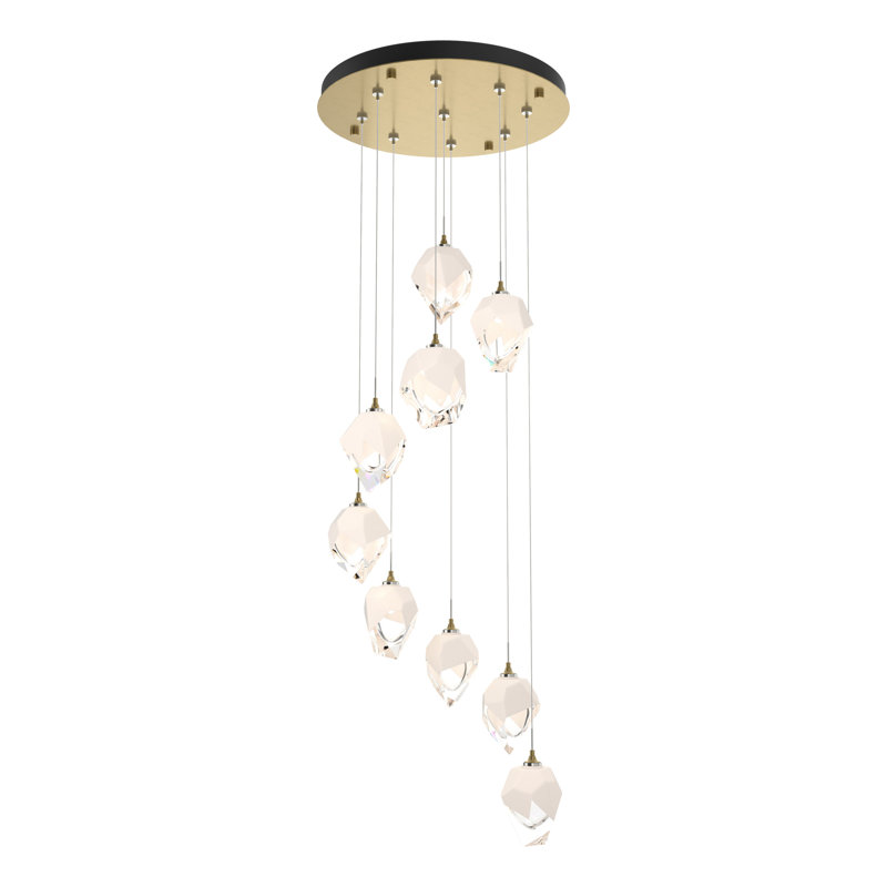 Chrysalis 9 - Light Cluster Geometric Pendant, Modern Brass, White, 12" - 80"