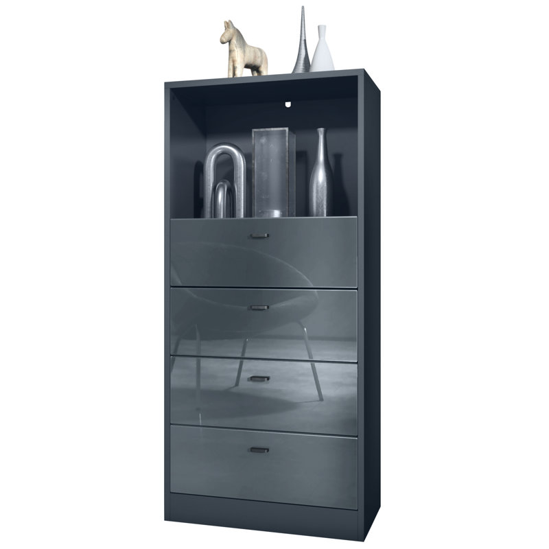 Frano 4 Drawer 56Cm W Chest of Drawers, Anthracite matt/Gray high gloss