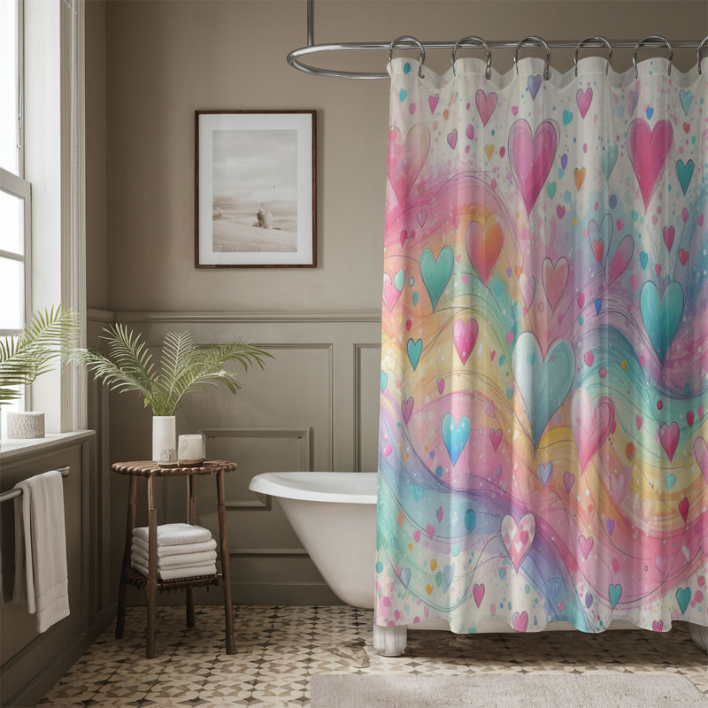 Painted Love Sprays - Rideau de douche standard 1 pièce, H 74 po x l 71 po