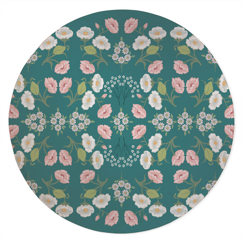 May Flowers Outdoor Rug, Round 5'