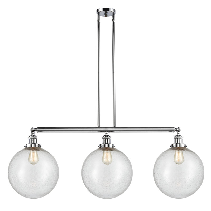 Luminaire suspendu pour îlot de cuisine 3 lumières Penman, Grainé, DEL, Chrome poli