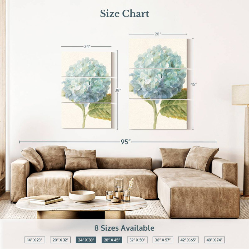 Harnek Floursack Florals Blue Hydrangea, 38" H x 24" W
