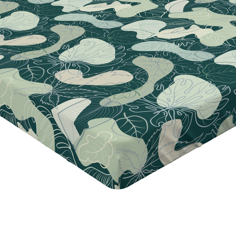Drap-housse Ambesonne, Drap-housse de taille simple, Vert forêt, vert pâle / floral