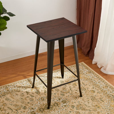 Pelaez Elm Square Solid Wood Top with Steel Base Dining Table