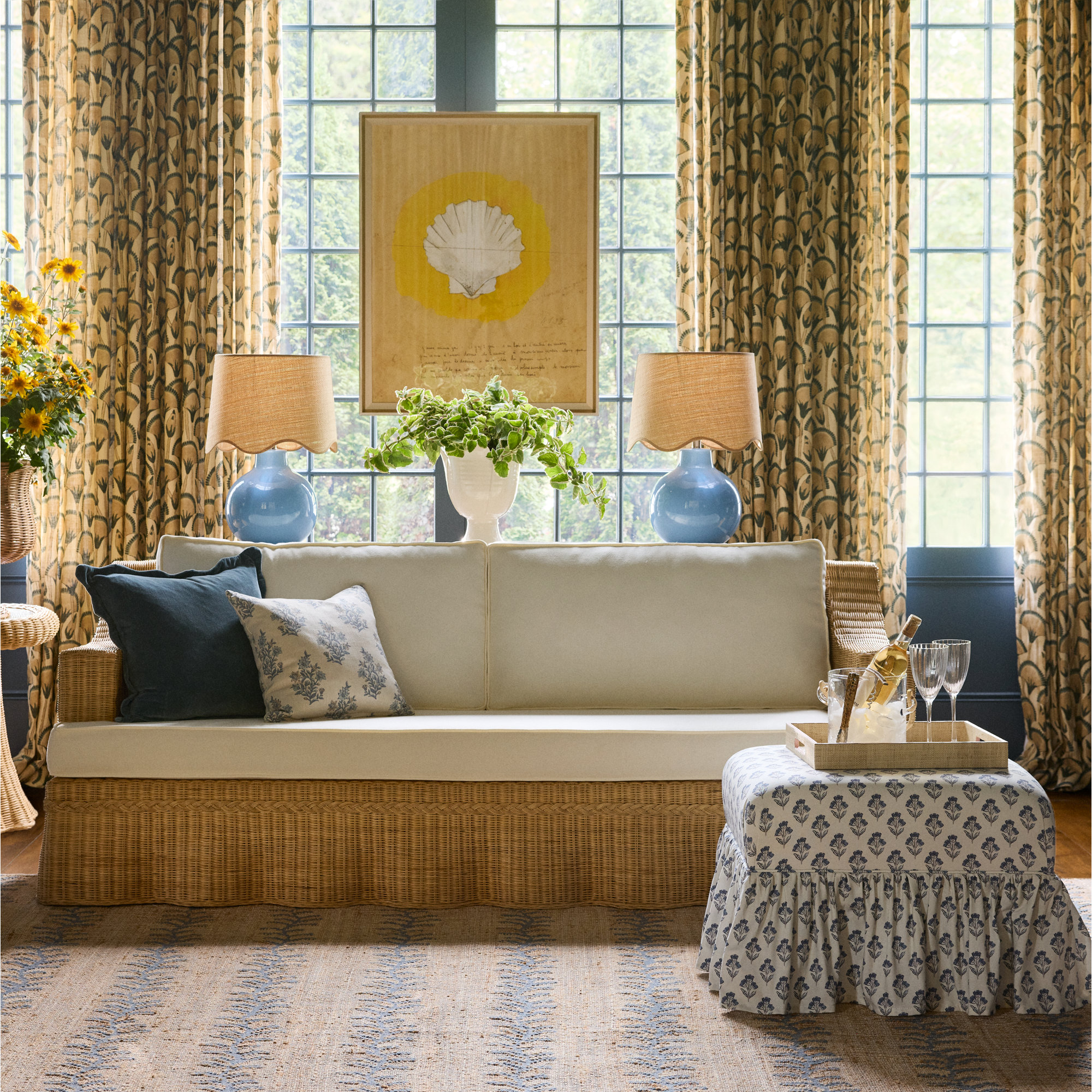 Stoffer Home x Cloth & Company June Ottoman , Francie Blue