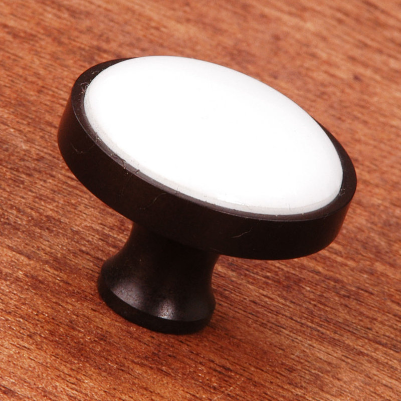 CK Series 1 1/4" Diameter Mushroom Knob, Oil Rubbed Bronze / White