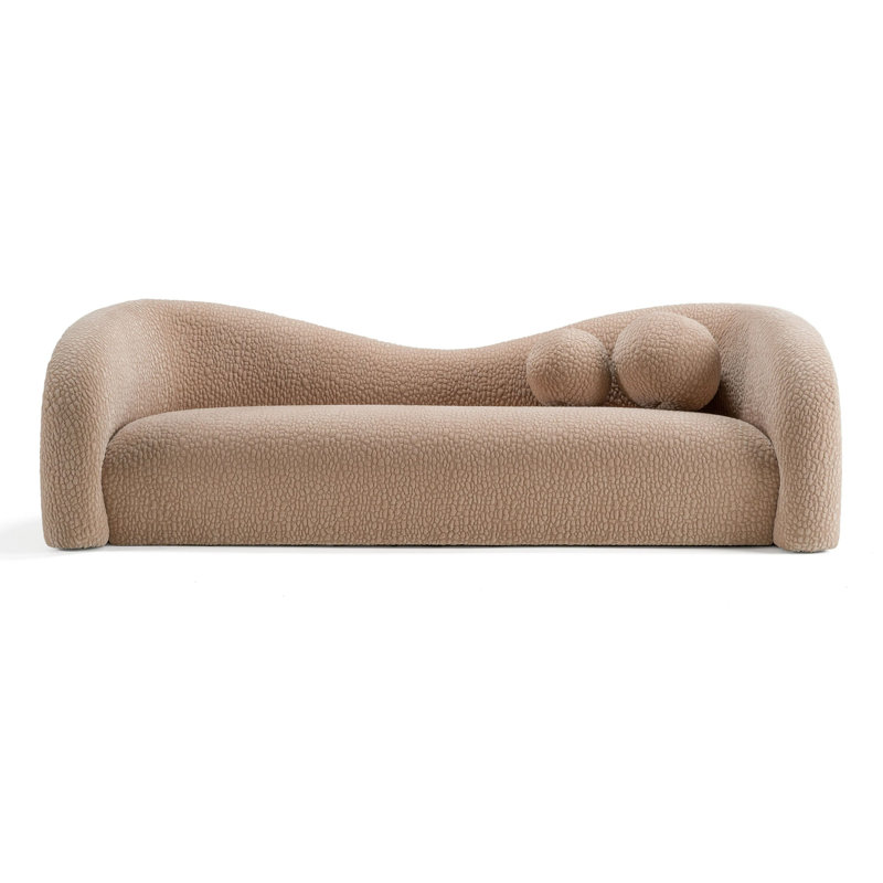 Wabbaseka - Contemporary Tan Fabric Sofa, 3, 28" H x 91" W x 37" D