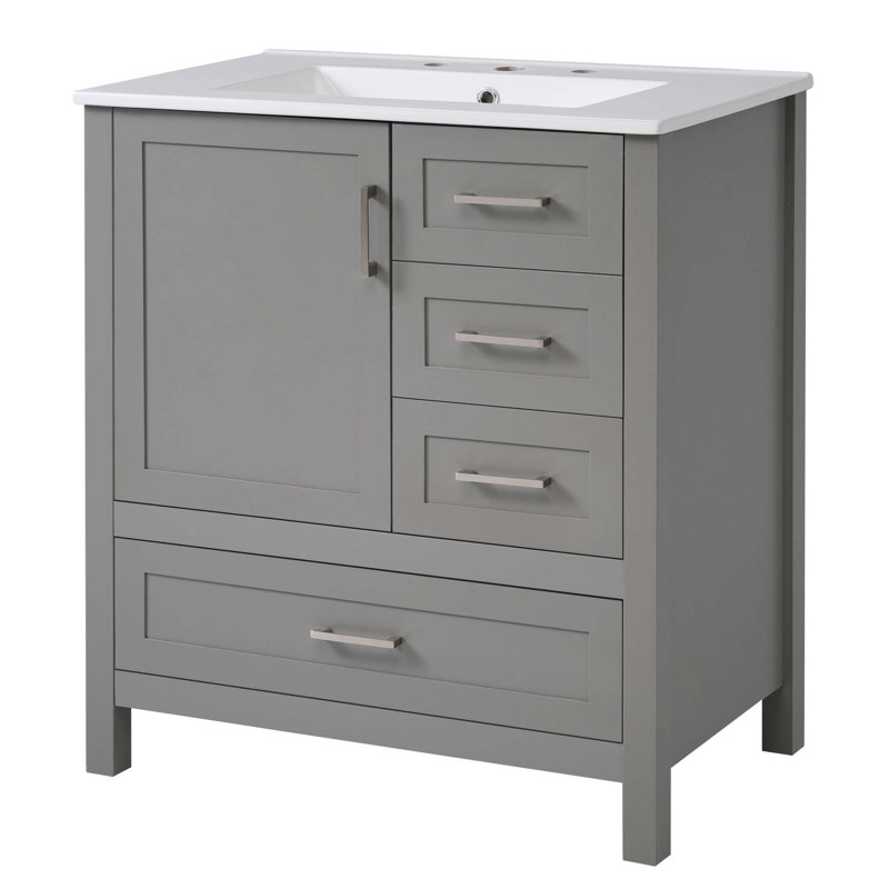 Meuble-lavabo sophistiqué avec rangement spacieux et design élégant, Gris