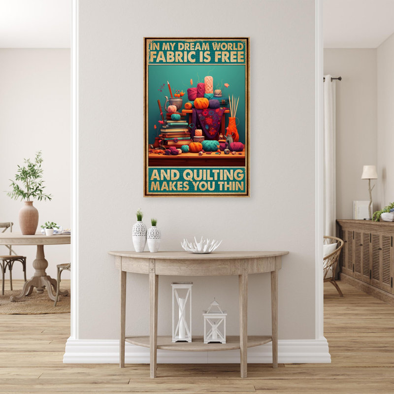 Quilting Makes You Thin - 1 pièce, impression d'art graphique rectangulaire sur toile tendue, H 36 po x l 24 po x P 1,25 po