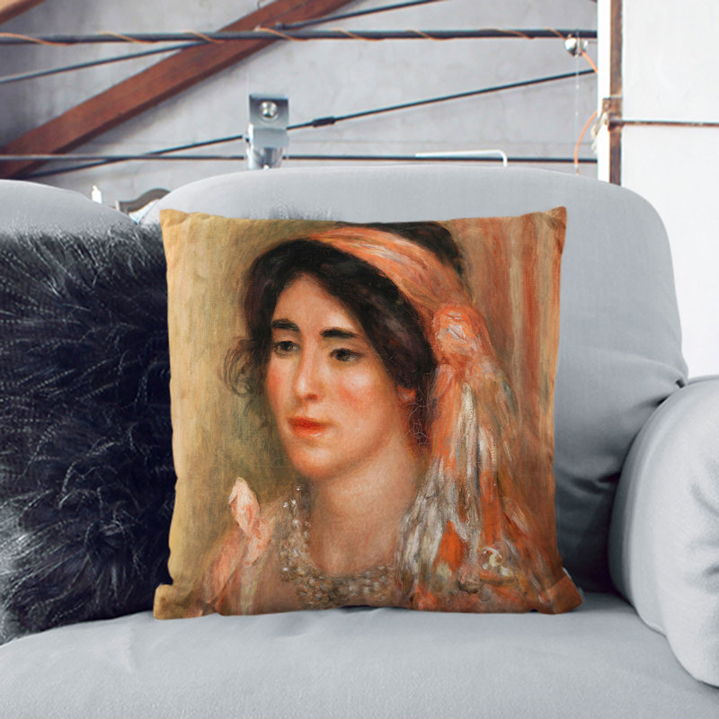 Woman With Black Hair Square Throw Cushion, 40cm H x 40cm W x 15cm D