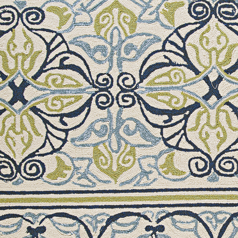 Tapis intérieur / extérieur ivoire tissé à la main Même, Rectangle : 5 pi 6 po x 8 pi