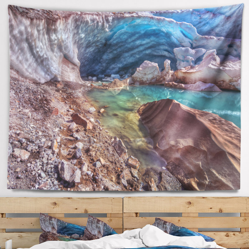 Fixation murale et élégante glacier et tapisserie, H 78 po x l 92 po