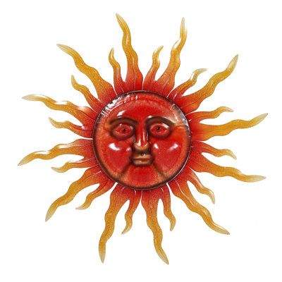 33" Metal Sun Wall Art Decor, Sun Face Wall Decoration