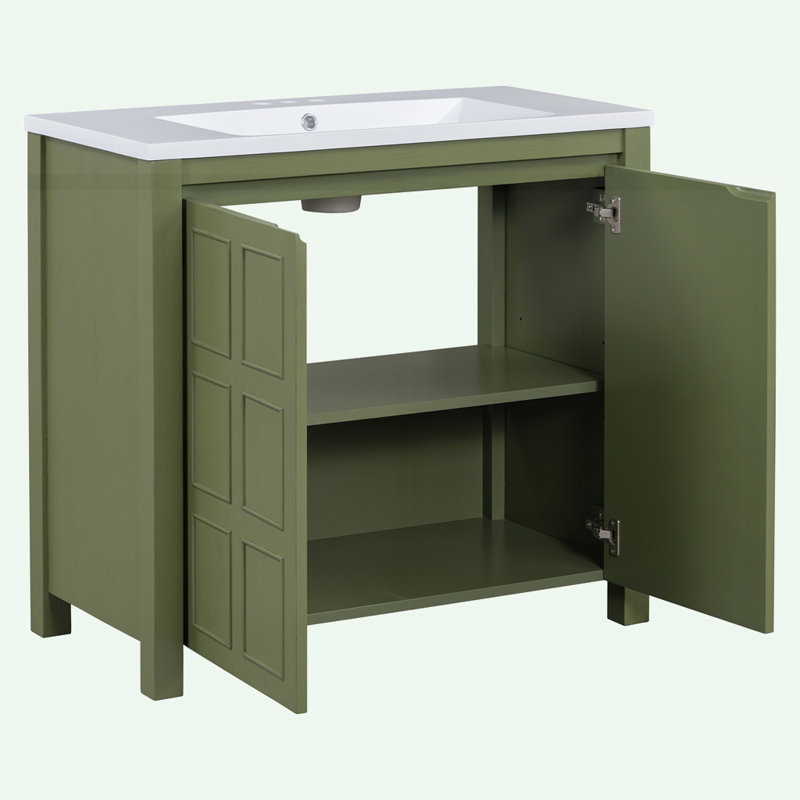 Organisateur de meuble-lavabo avec lavabo Retro, Vert