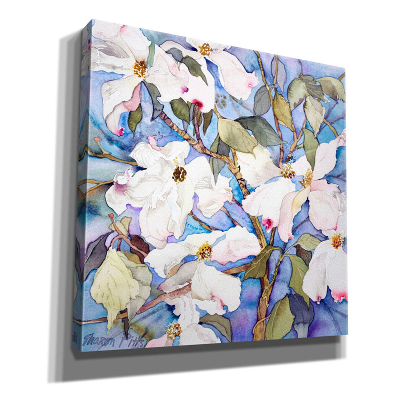 " Dogwoods, White " by Sharon Pitts, 12" H x 12" W x 0.75" D