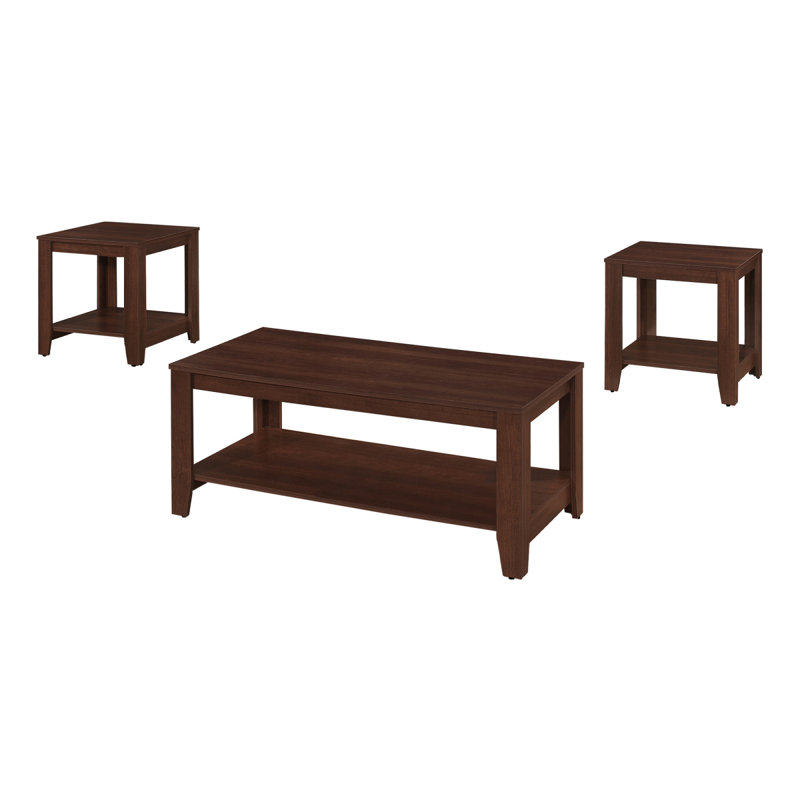 Ensemble de table basse moderne de trois articles ‑ tables pour le salon de style campagnard, Brun foncé 