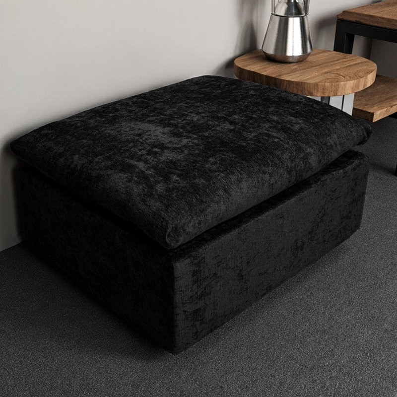 Canapé modulaire noir sans assemblage avec velours côtelé doux et méridienne réversible pour la chambre à coucher