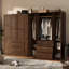 Armoire luxueuse 72 po à 4 portes avec 3 tiroirs et 3 tringles suspendues-1000366063