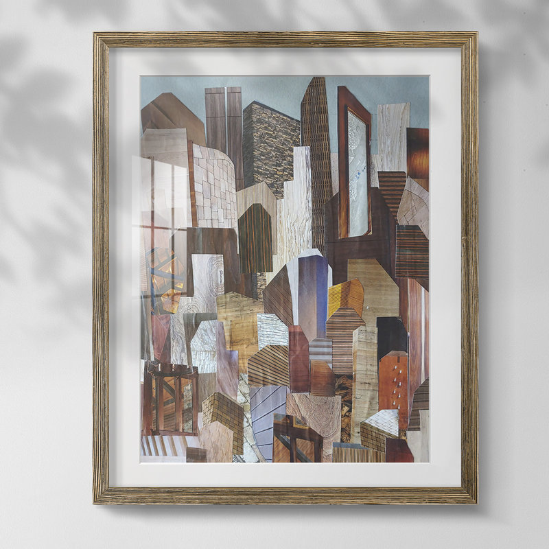 «Birds II», reproduction encadrée, Papier avec cadre noyer, Blanc