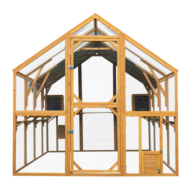 Poulailler en bois avec toit imperméable Walk-In, Brun / Gris