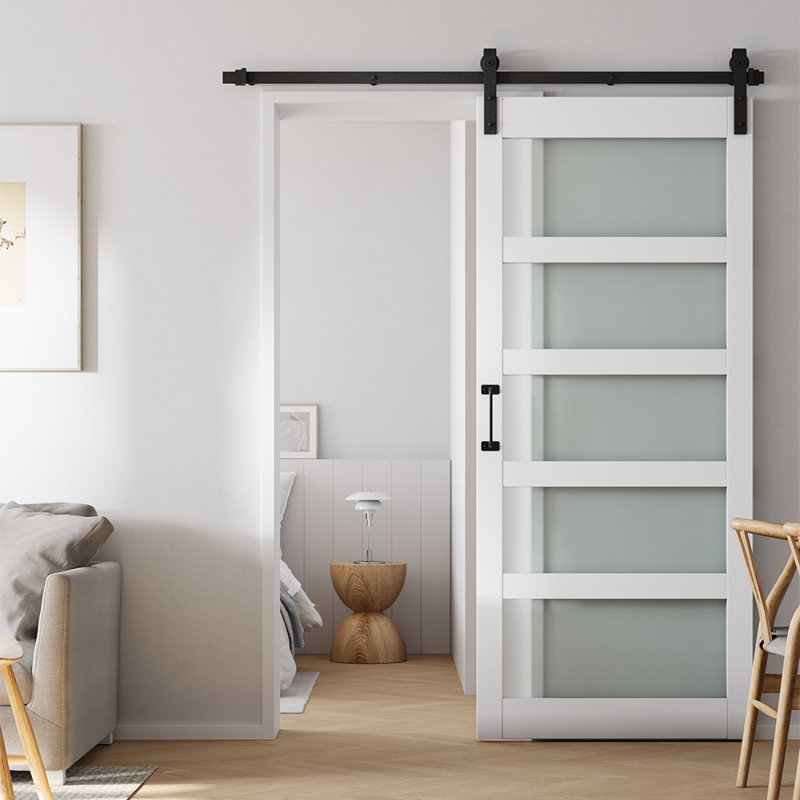 Farmhouse Style Wooden Barn Door with Sliding Kit, 183cm x 213cm