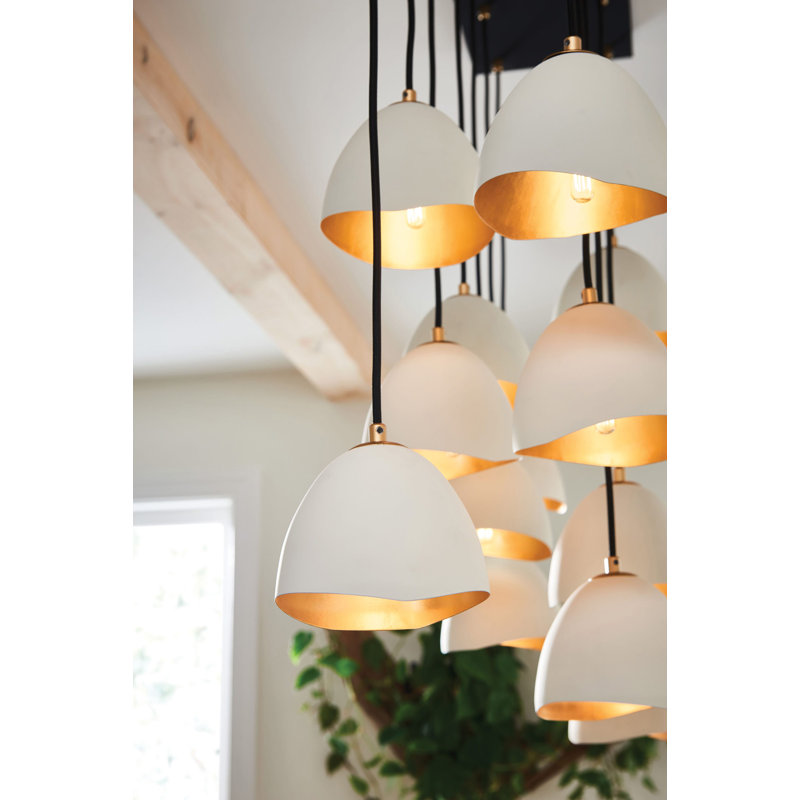Cotter 14 - Light Fabric Dimmable Geometric Chandelier, Shell White