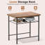 Ensemble de table de salle à manger moderne 3 pièces avec table carrée, 2 chaises et support de rangement, structure en acier, brun