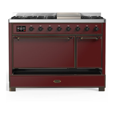 Majestic III Series 48 Inch Dual Fuel Range with 5 Sealed Burners, Griddle, Frenchtop in Matte Graphite (Natural Gas, Burnished Trim)
