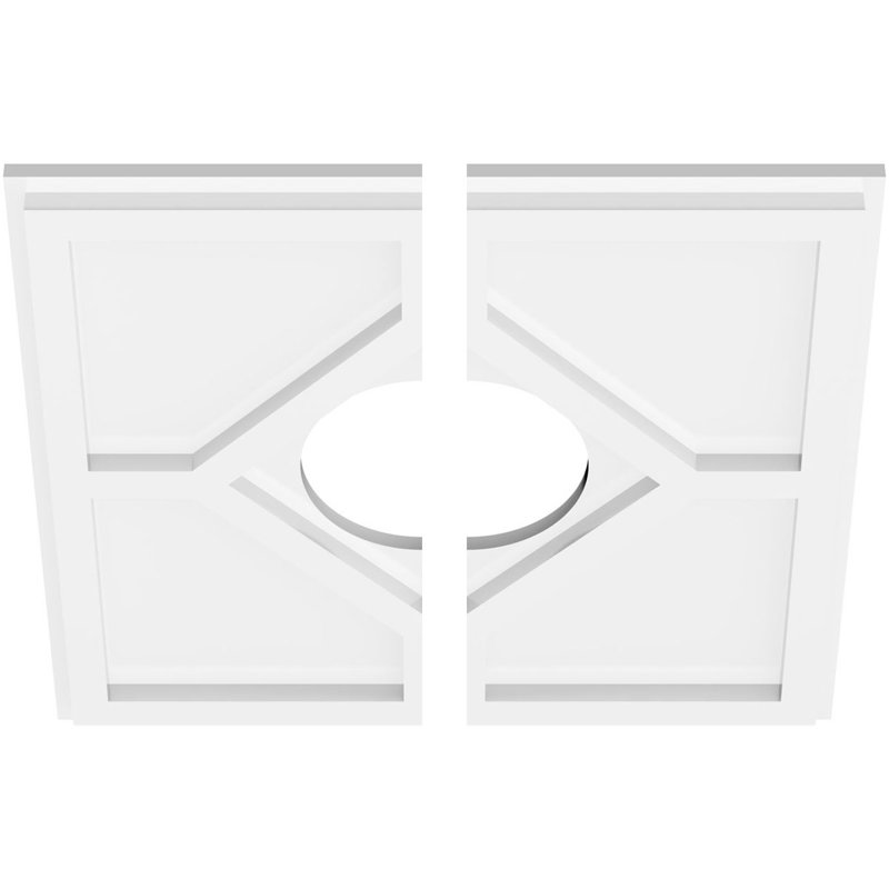 16"OD x 5"ID x 5 1/2"C x 1"P Embry Architectural Grade PVC Contemporary Ceiling Medallion, Two Piece, 1" H x 16" W x 16" D