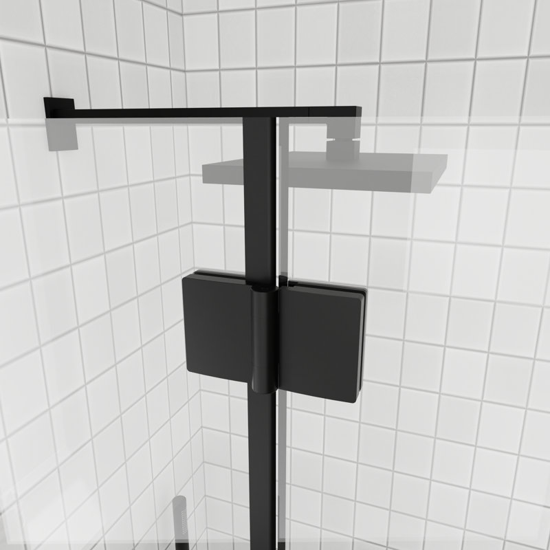LEROKA Semi-Frameless Bifold Pivot Shower Door with 6mm (1/4 in.) Tempered Glass, 72" H x 35" W
