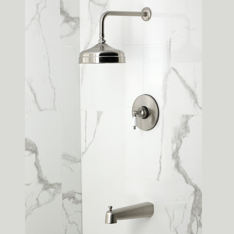 Kingston Brass Single-Handle Pressure Balanced Tub and Shower Faucet, Brushed Nickel