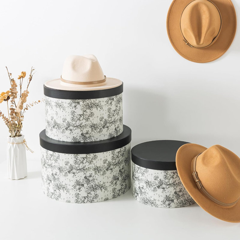 Ensemble de 3 boîtes de rangement en forme de chapeau floral