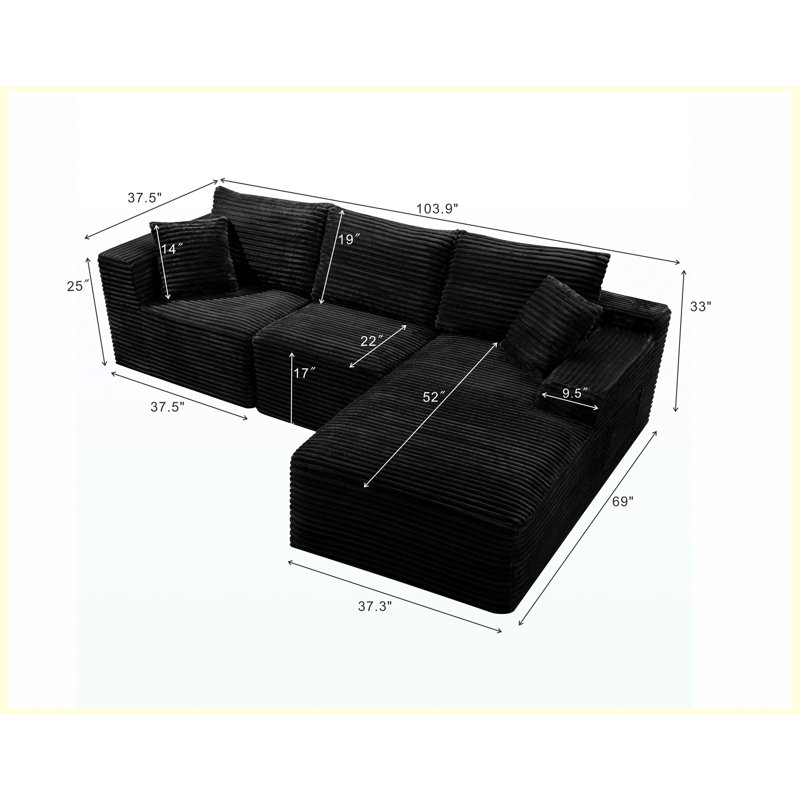 Modern Modular Sectional Sofa Red, Black