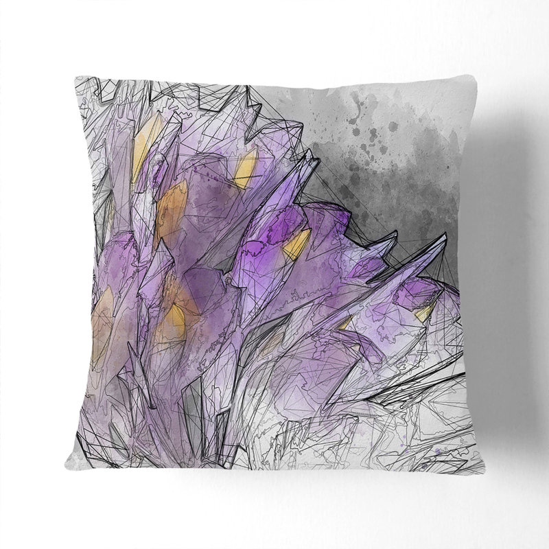 Wild Orchid Flowers Cushion with Filling, Stone, 40cm H x 40cm W x 15cm D