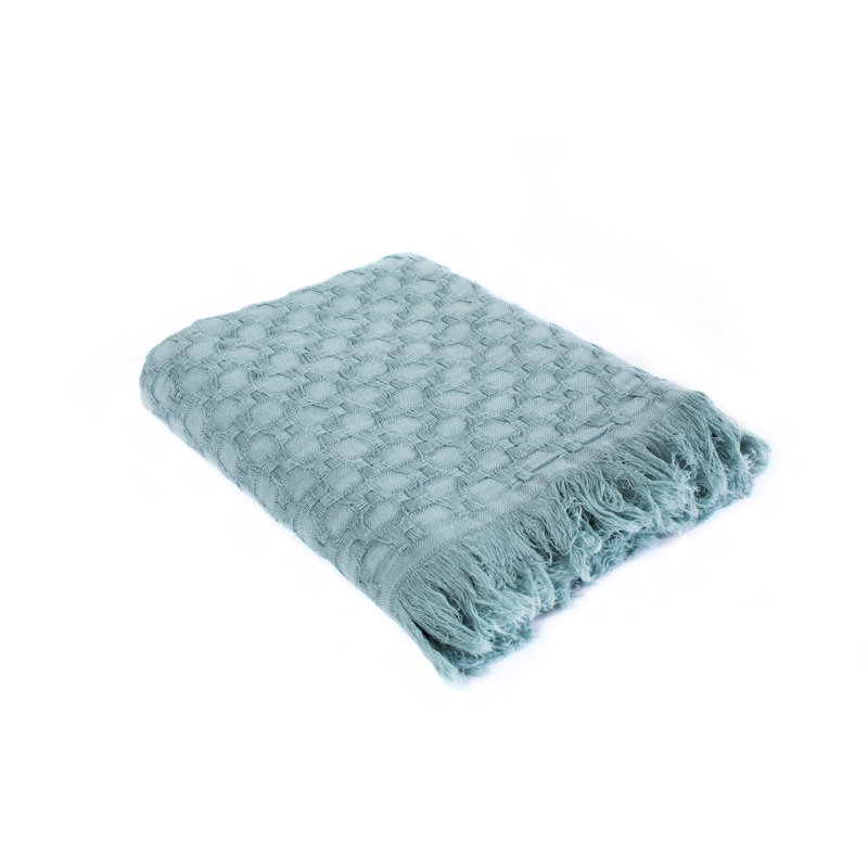 Knitted Throw Blanket, Peacock Green