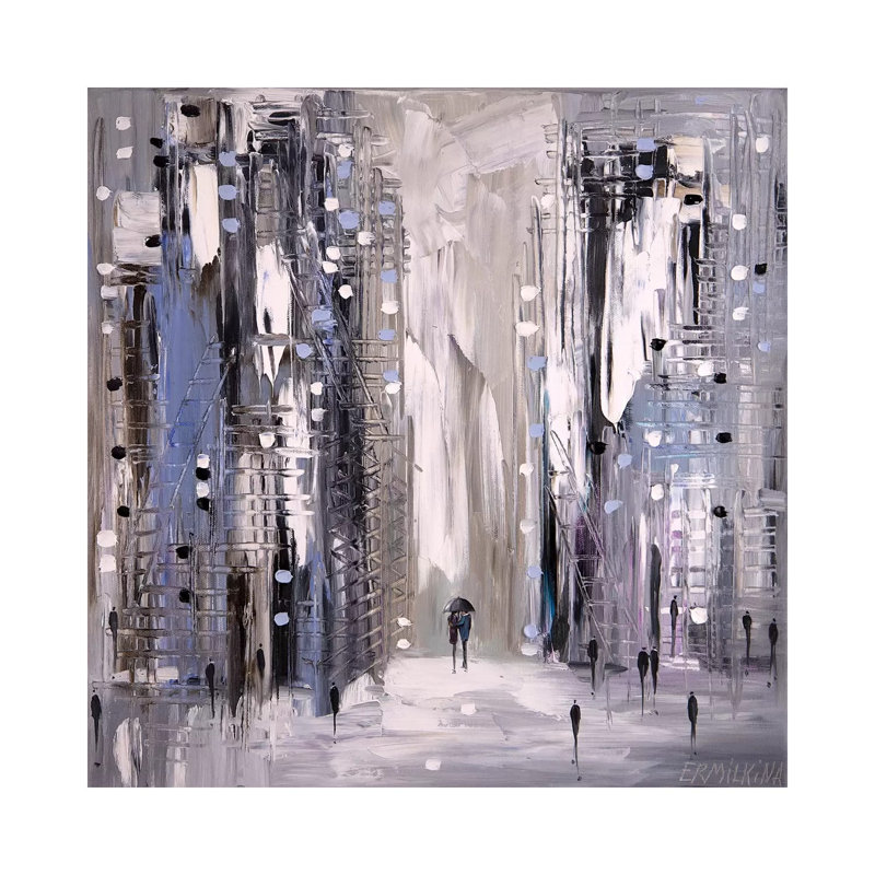 Under One Umbrella by Ekaterina Ermilkina - Wrapped Canvas Painting, 66.04 cm H x 66.04 cm W x 1.91 cm D