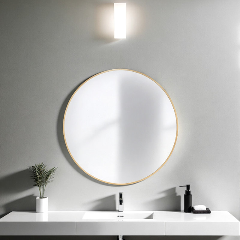 Miroir mural en aluminium, Doré, 20 po x 20 po