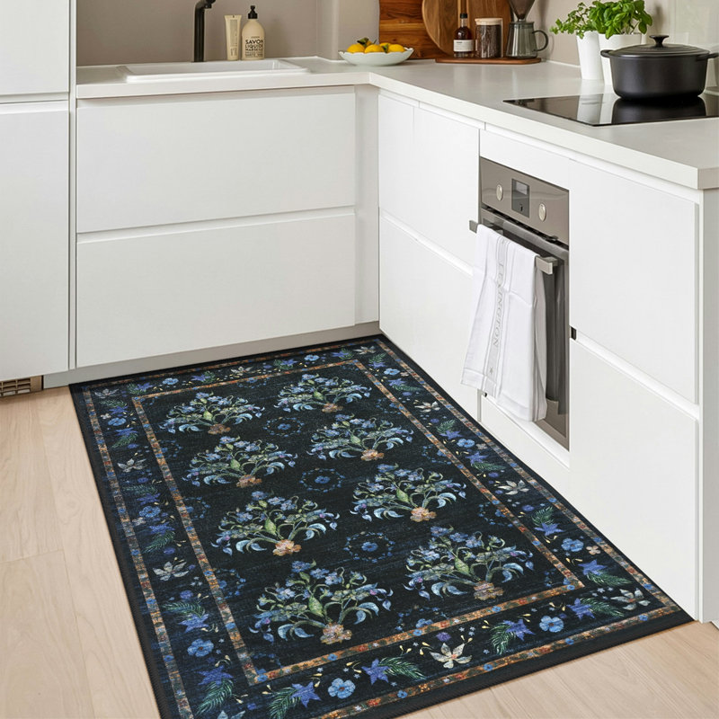 Straub Large Floral Rugs Living Room Rug Washable Bedroom Rug Non-Slip Colorful Vintage Accent Floor Carpet For Home Decor