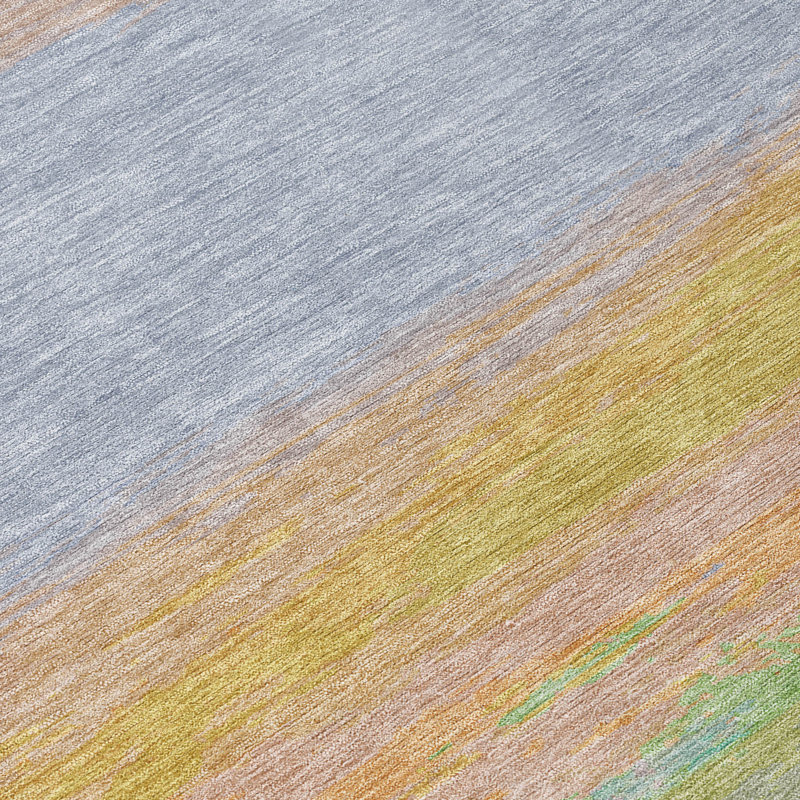Lavender and Multicolor Stripe Synthetic Washable Rug 20" x 30"