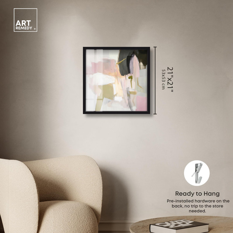 «Dynamic Color IV Shadowbox Print», art abstrait neutre par Art Remedy, H 21 po x l 21 po, Noir