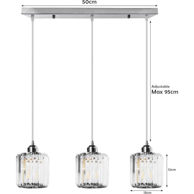 3 - Light Pendant, Chrome, Chrome