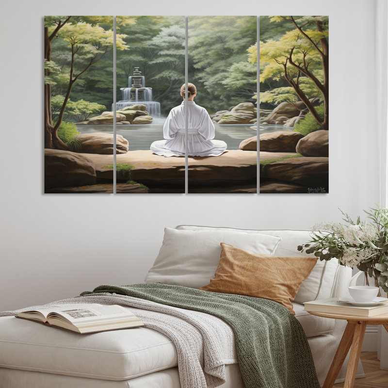 «Green Meditation Zen Garden II», ensemble de 4 pièces sur toile