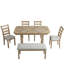 Ensemble de table de salle à manger 6 pièces en bois d'hévéa avec placage en bois massif et coussin moelleux-1435653797