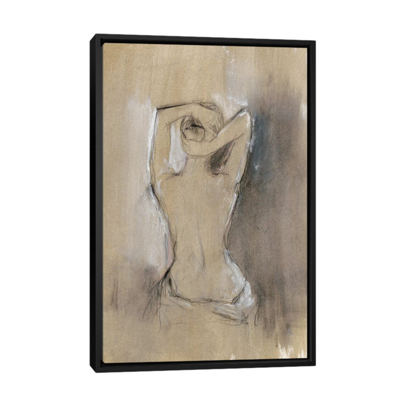 Contemporary Draped figure I - reproduction sur toile, H 26 po x l 18 po x P 1,5 po, Toile avec cadre noir, Pas de tapis